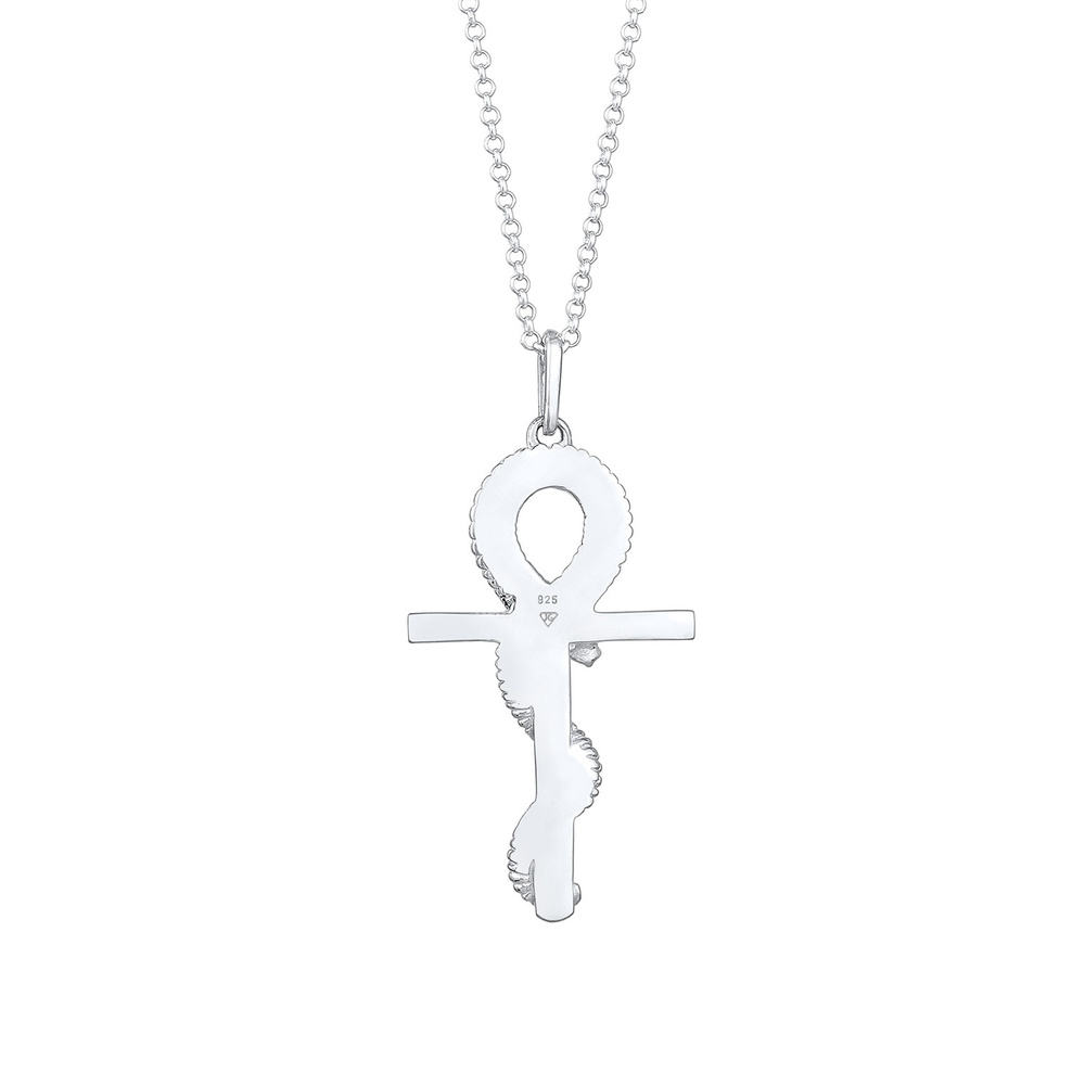 KUZZOI KUZZOI Collier Hommes Pendentif Croix Serpent symbole en Argent Sterling 925 Bijoux