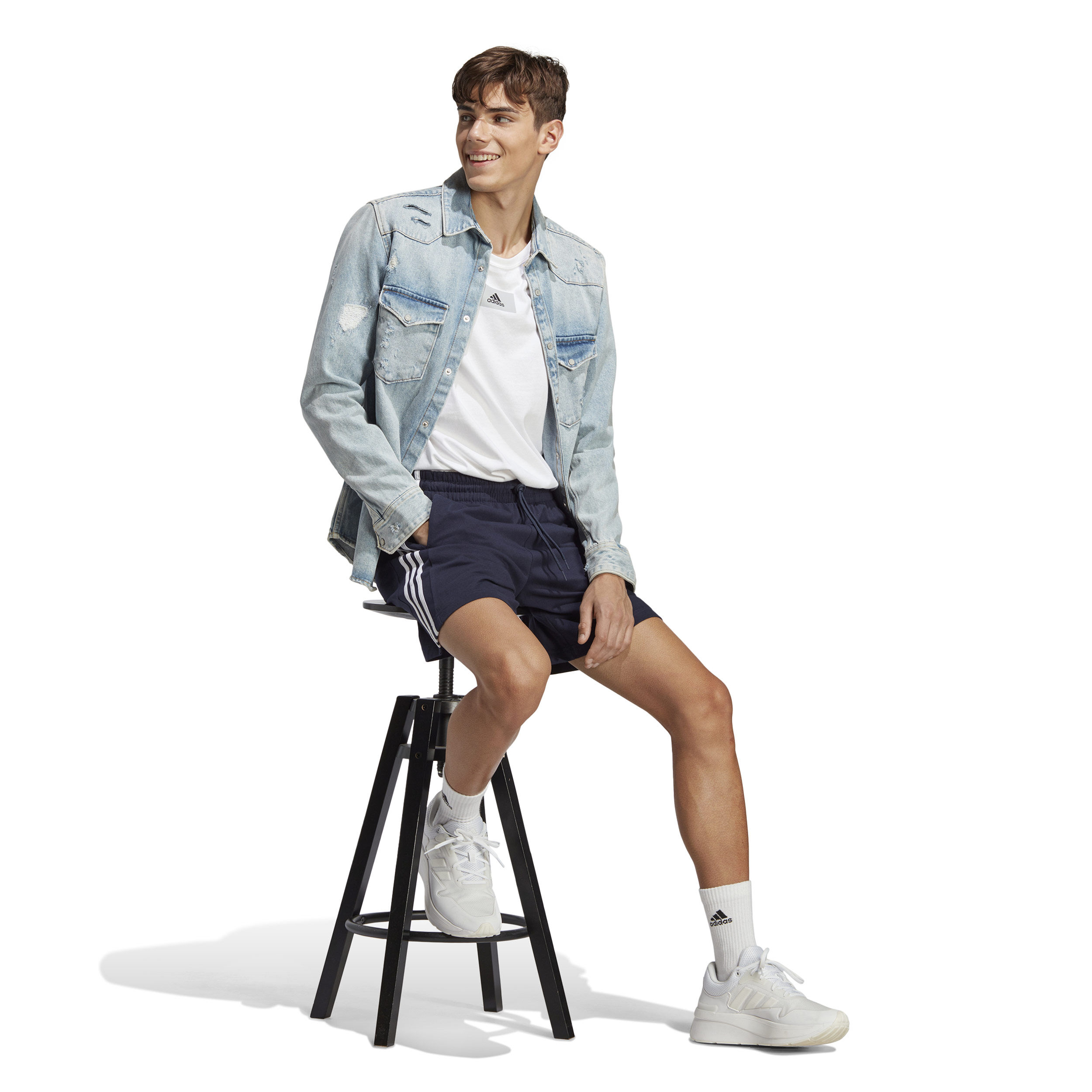 3 Stripes Single Jersey 7 Shorts Herren - Dunkelblau