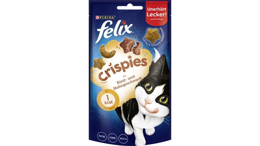 PURINA Felix Crispies mit Rind- und Huhngeschmack Katzensnacks 45g Beutel 45 g