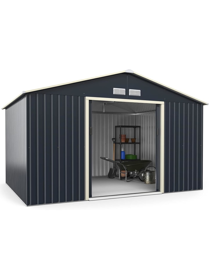 COSTWAY Gerätehaus Metall 340x255x210cm in Grau günstig kaufen onesize
