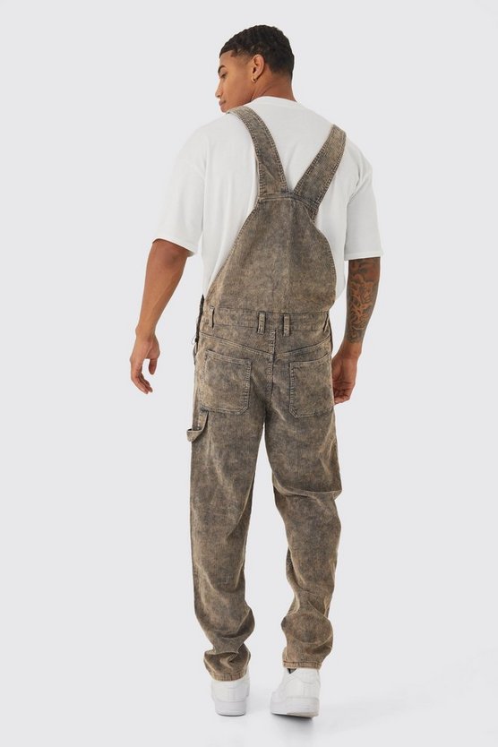 Lockere Cord-Latzhose mit Acid-Waschung