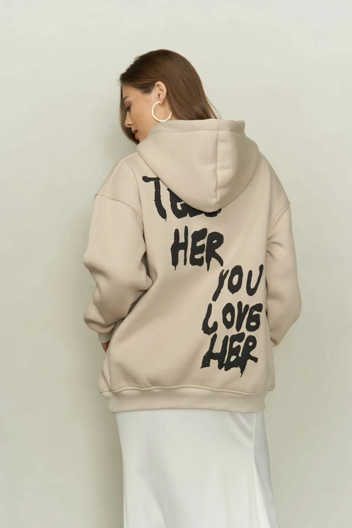 MAİ COLLECTİON  Just Be You Bone Kapuzenpullover