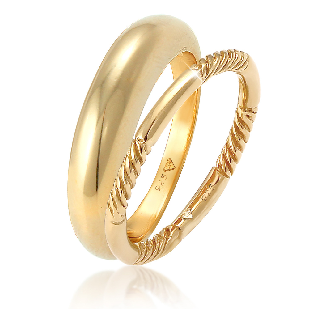 Elli Elli Bague Bague pour dames en argent sterling 925 plaqué or Bague