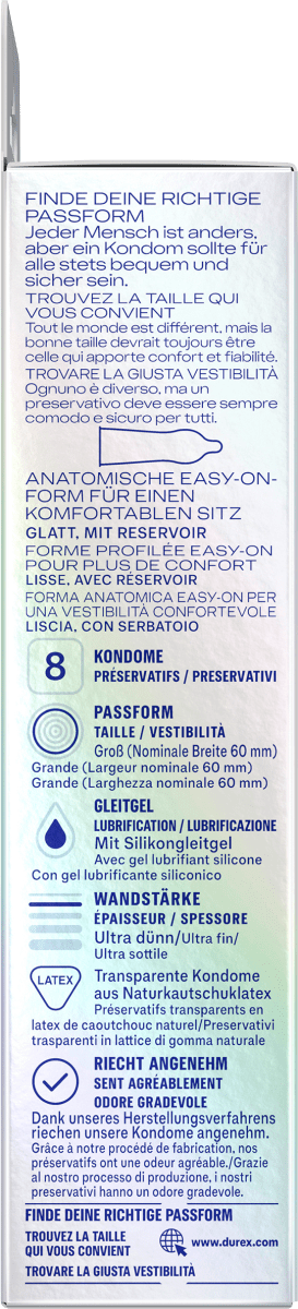 Kondome Hautnah XXL, Breite 60mm, 8 St