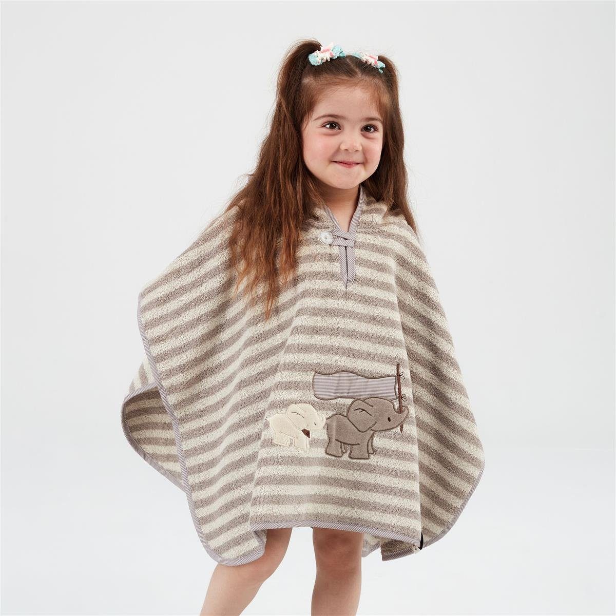 SEI Design Badeponcho Baby Kinder Badeponcho mit Kapuze, Schnittform Länge, Material, Ausstattung, Art Verschluss, Besondere Merkmale