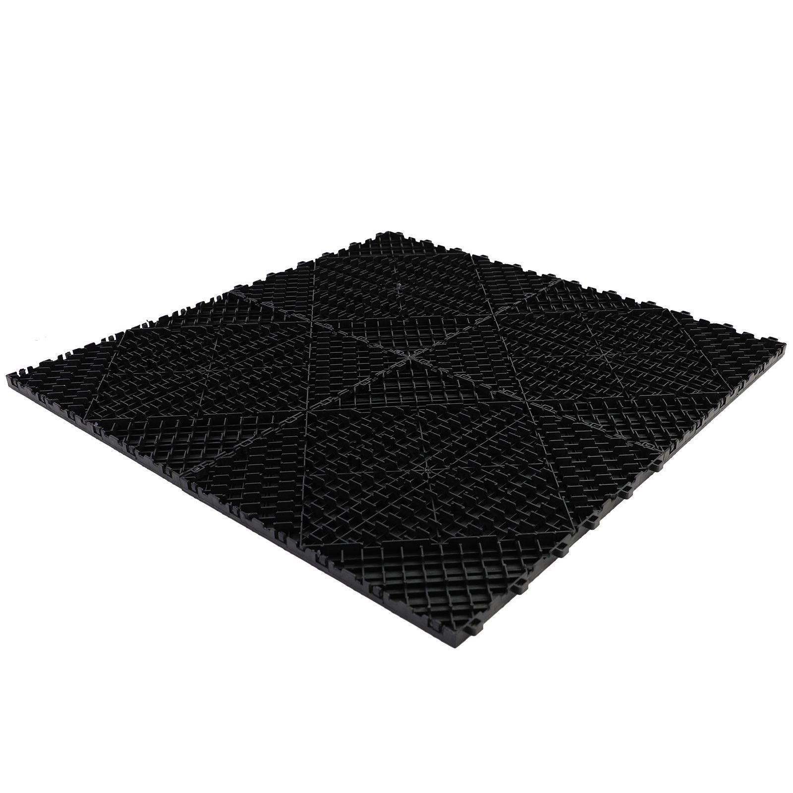 RAMROXX Bodenfliese Klickfliesen Riffelblech Look Boden für Showroom Floor Garage Schwarz, schwarz