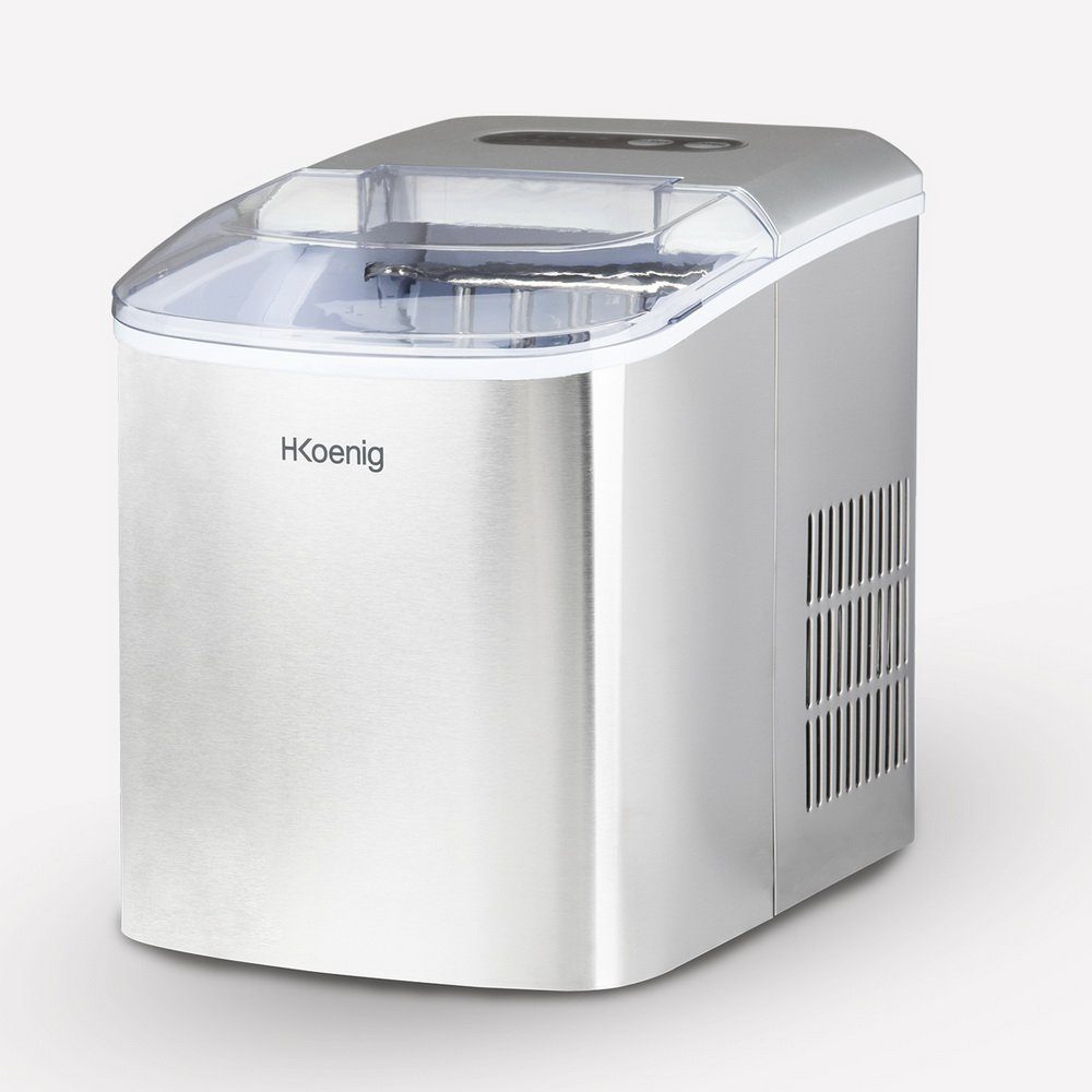 H.Koenig Eiswürfelmaschine Eiswürfelbereiter Eiswürfel-Maker KB14, LED-Display und Bedienfeld, Tropfwanne, Eisschaufel, Eiswürfelschale