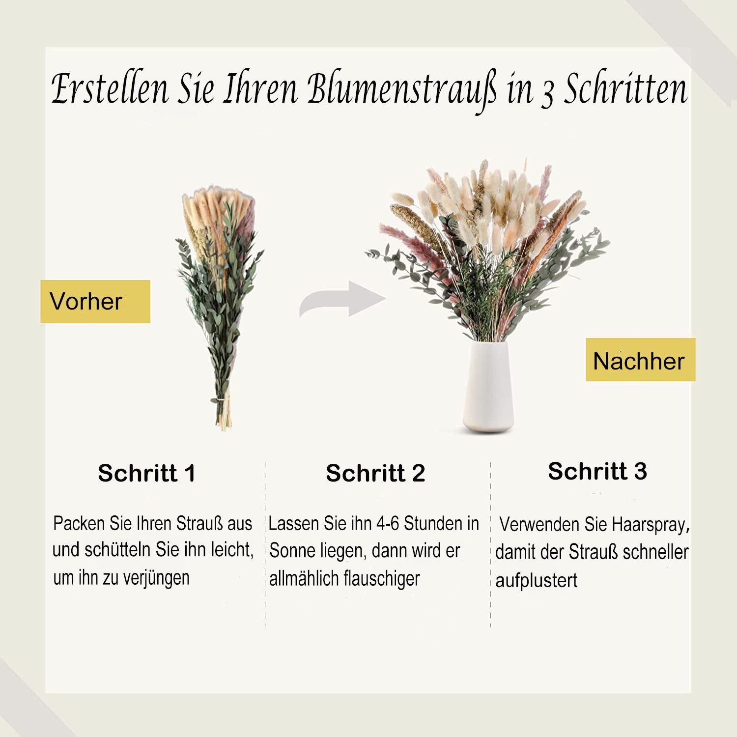 Trockenblume 100% Natürliche Trockenblumen,Pampasgras Trockenblumen Deko, 85 Stück Pampasgras Getrocknet, Flauschige Eukalyptus Pampasgras Getrocknete Blume, Mutoy, Höhe 45 cm, für Hochzeit Boho Deko,Wohnzimmer,Hochzeit