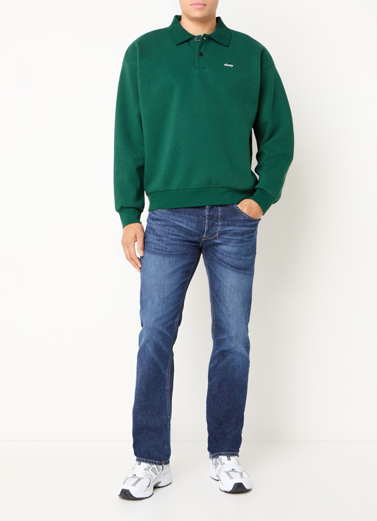 Obey Lowercase sweater with polo collar and logo