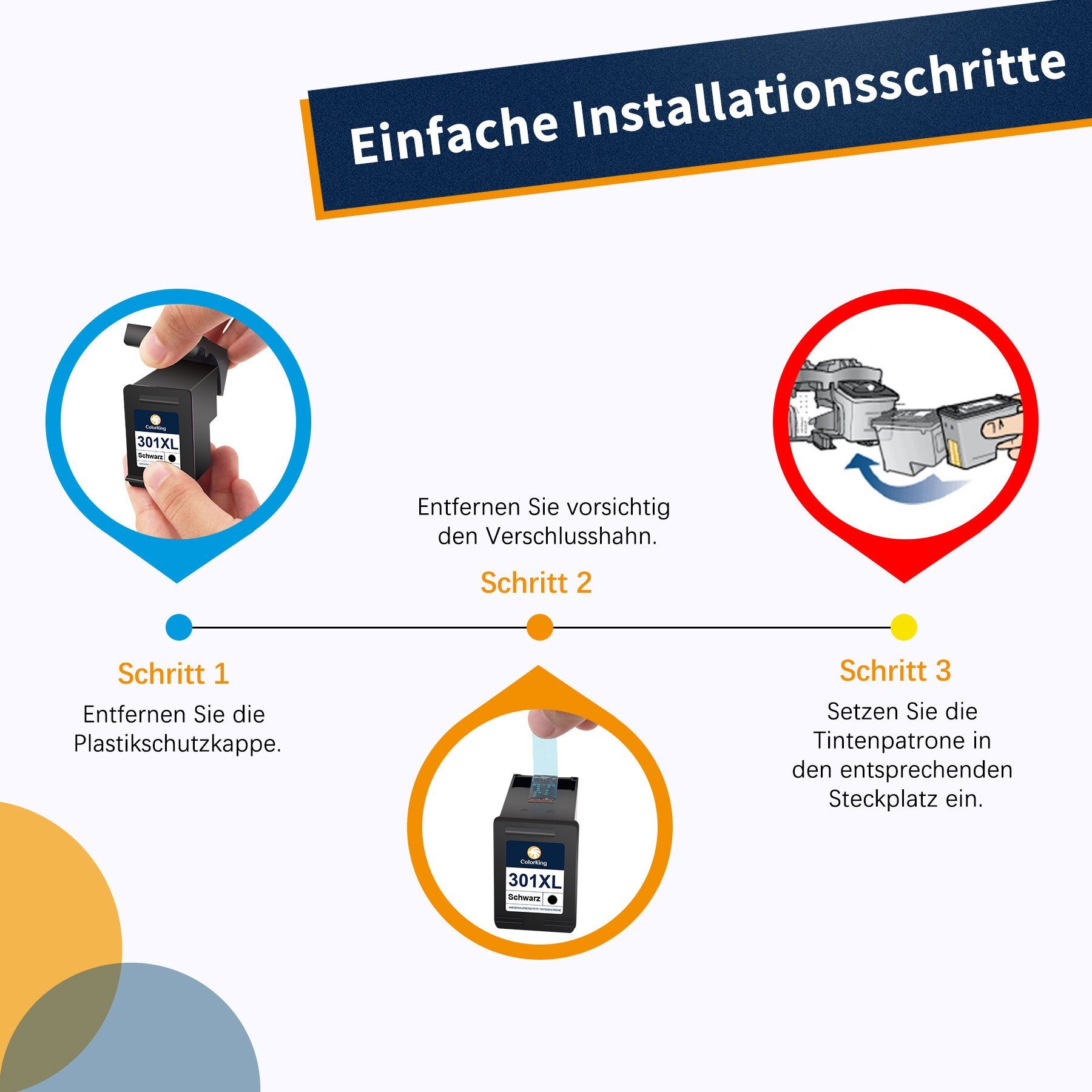 ColorKing Schwarz black multipack für HP 301 XL 301XL Deskjet 2540 1010 Tintenpatrone