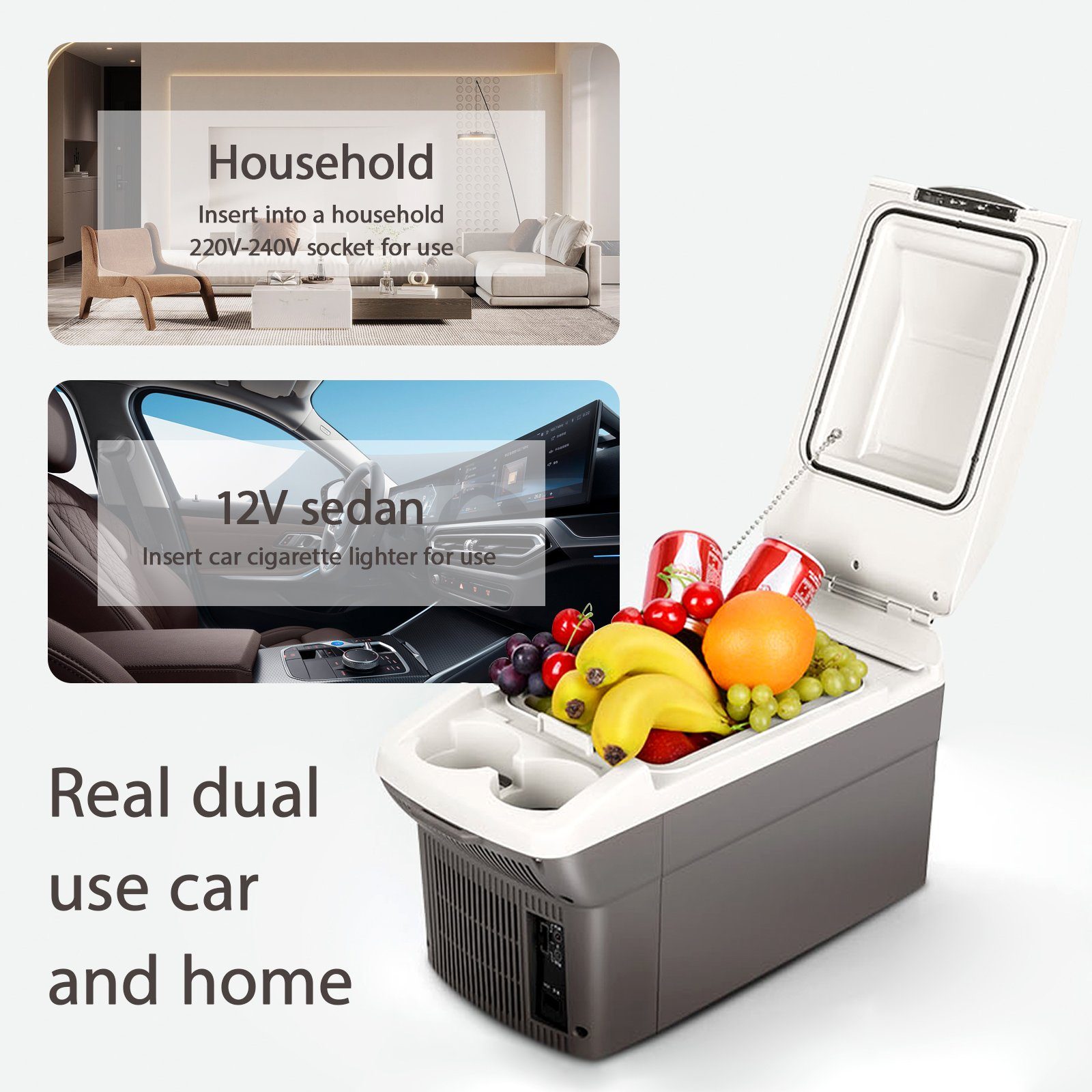 OKA Elektrische Kühlbox Kühl-Gefrierkombination für Auto, Camping und Outdoor, 9 l, Thermobehälter mit hoher Leistung, leicht und variabel einsetzbar