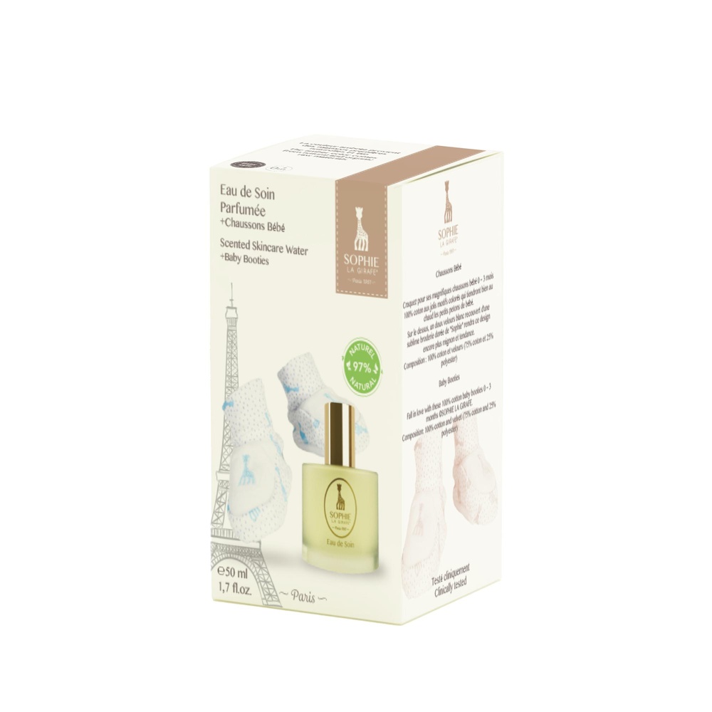 sophie la girafe Coffret Eau de Soin 50 ml + Chaussons Garcon Coffret Eau de Soin Parfumée