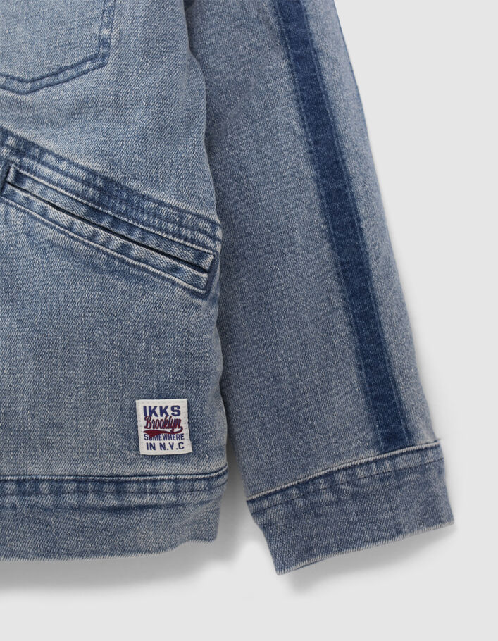 Veste en jean bleue fourrée parmenture molleton garçon