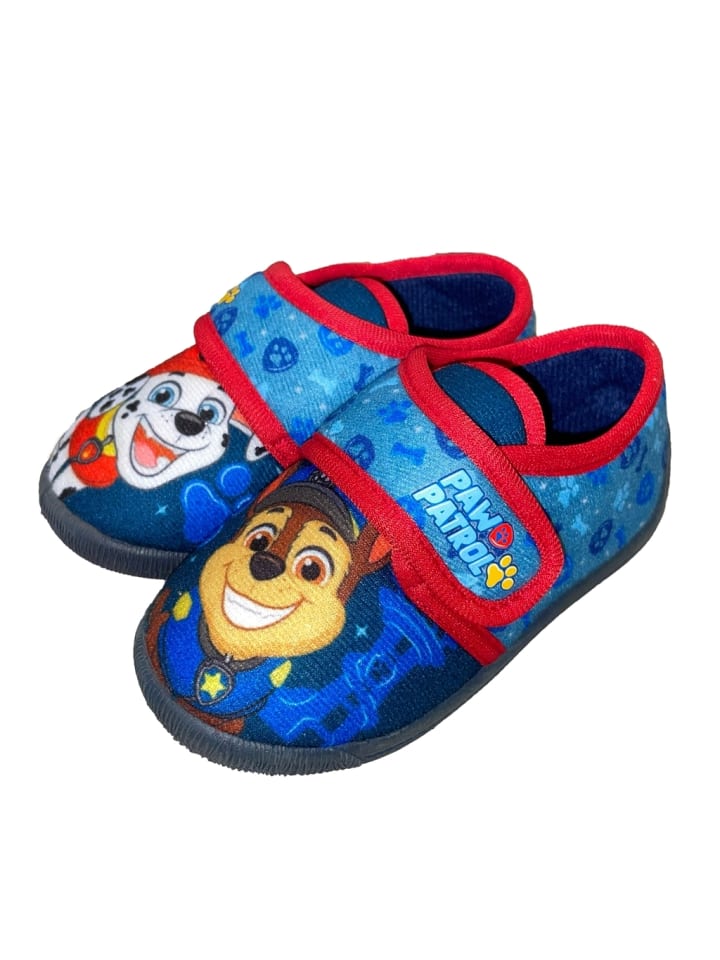 Paw Patrol Hausschuhe mit Paw Patrol Chase und Marshall Motiv, in Blau, mit Klettverschluss günstig kaufen