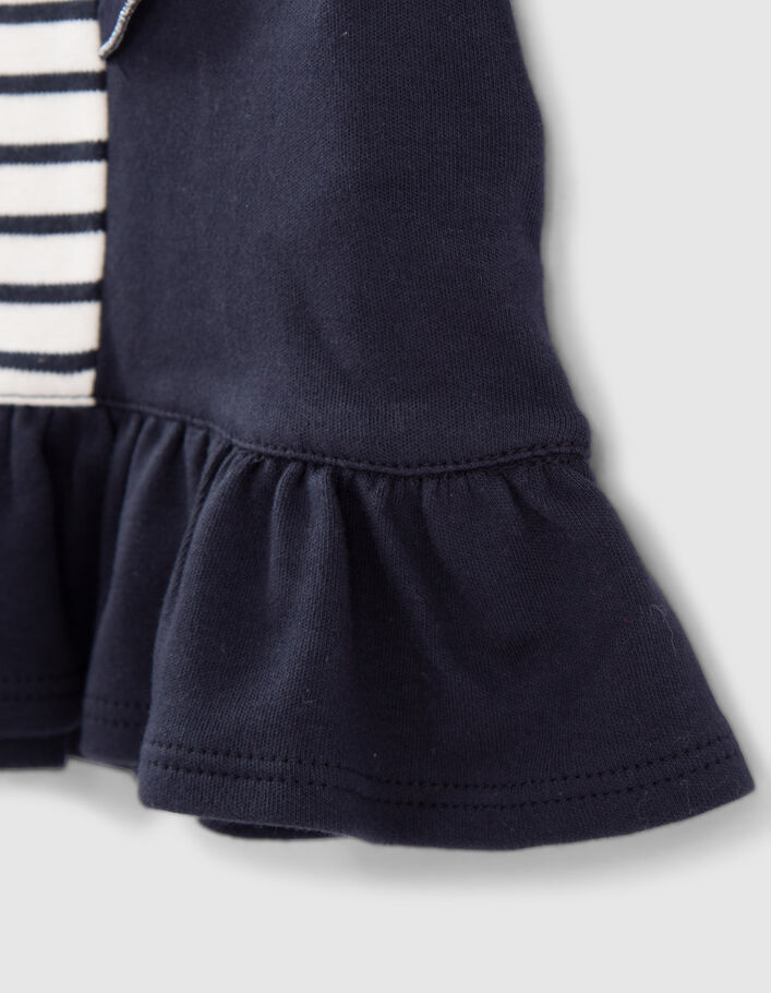 Robe marinière avec print et volant côté bébé fille