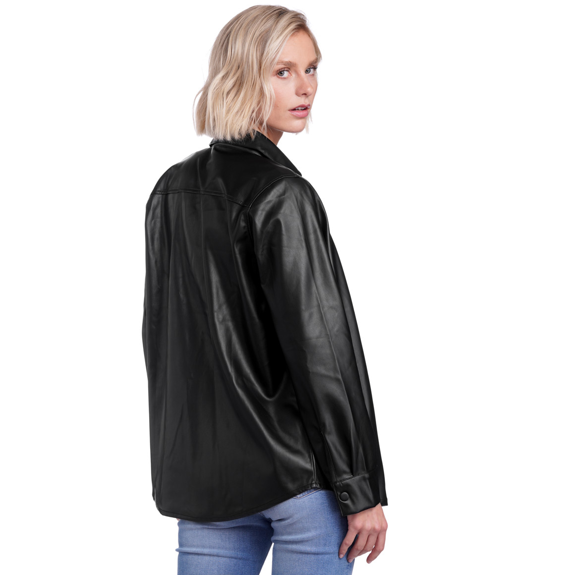 Damen Overshirt in Leder-Optik