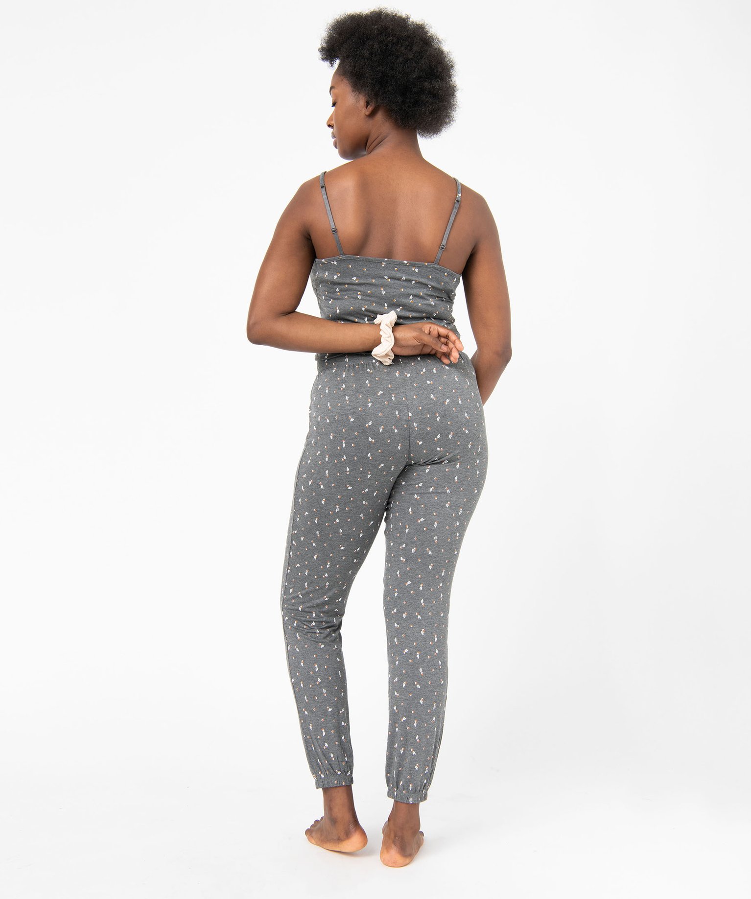 Pantalon de pyjama femme en maille fine avec bas resserré imprime | GEMO