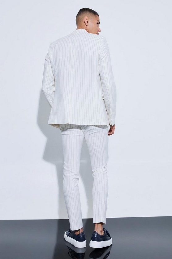 Einreihige gestreifte Skinny Anzugjacke