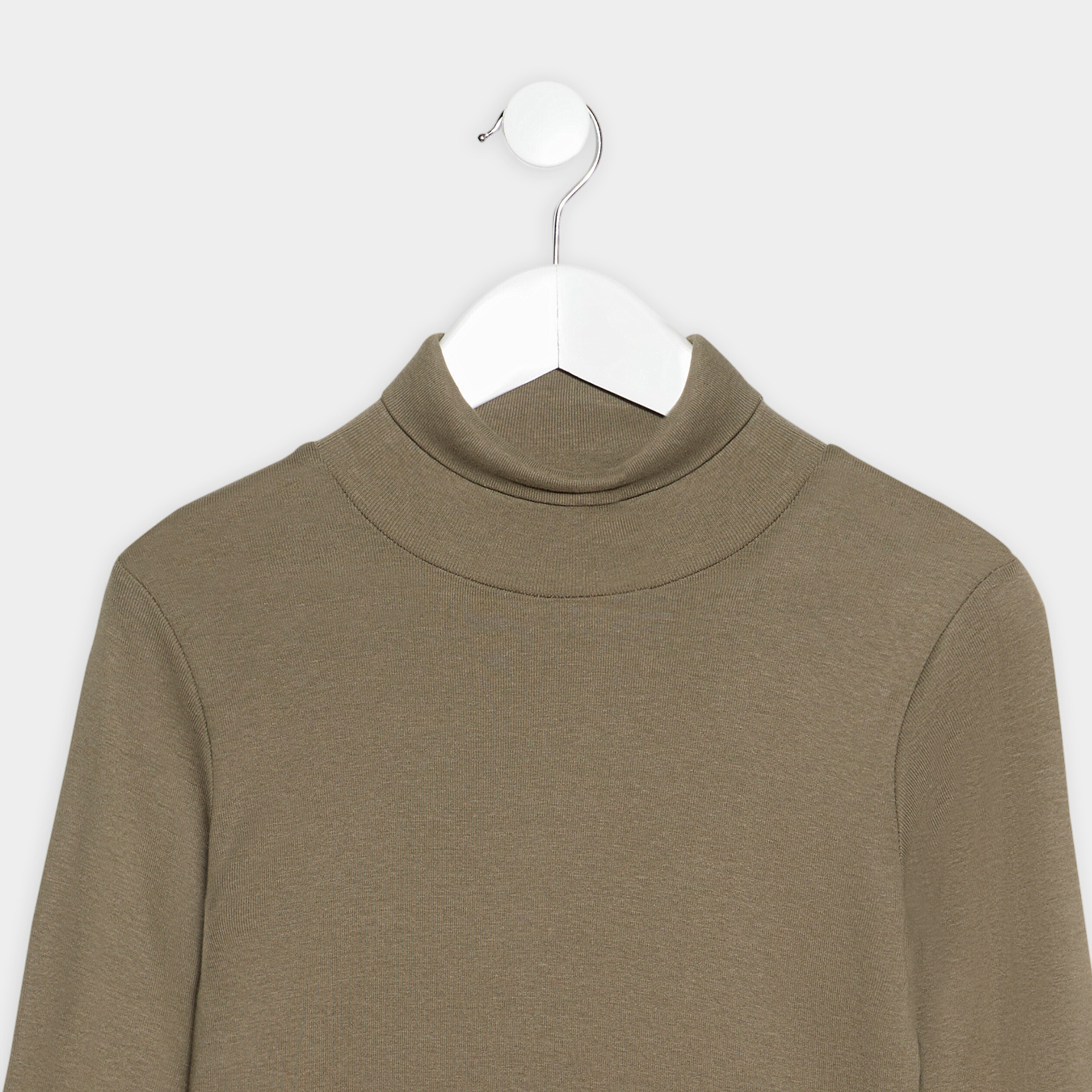 T-shirt col roulé manches longues vert kaki garçon | La Halle
