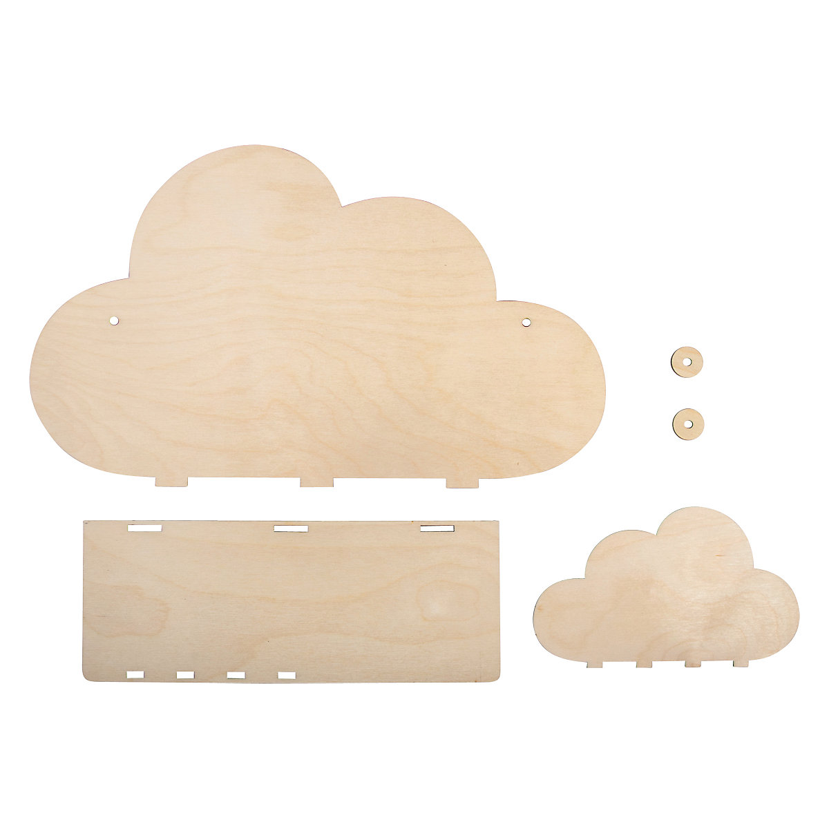 Holzbausatz Regal Wolke, natur, 35x21x10cm, 5-tlg.