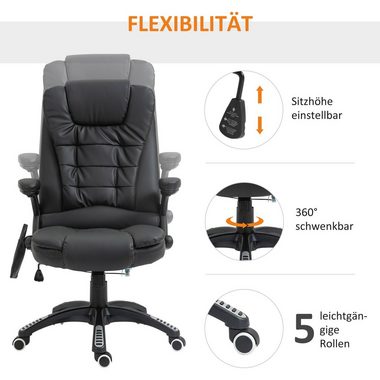 HOMCOM Schreibtischstuhl Massagesessel (1 St), 9-Massagesessel Bürostuhl Drehstuhl mit Wärmefunktion Bürosessel