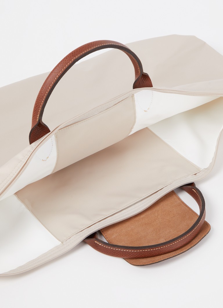 Longchamp Le Pliage Vihreä matkalaukku M nahkayksityiskohdilla
