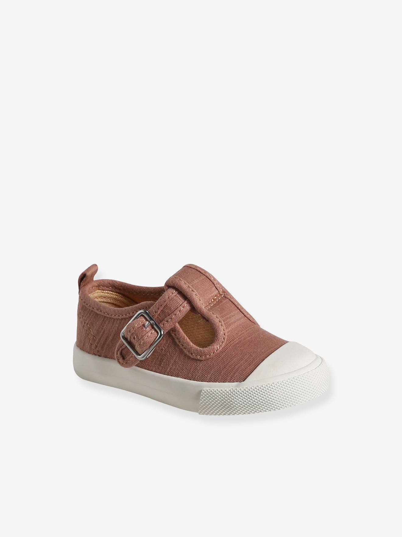 Vertbaudet Baby Stoffschuhe mit Schnalle - braun