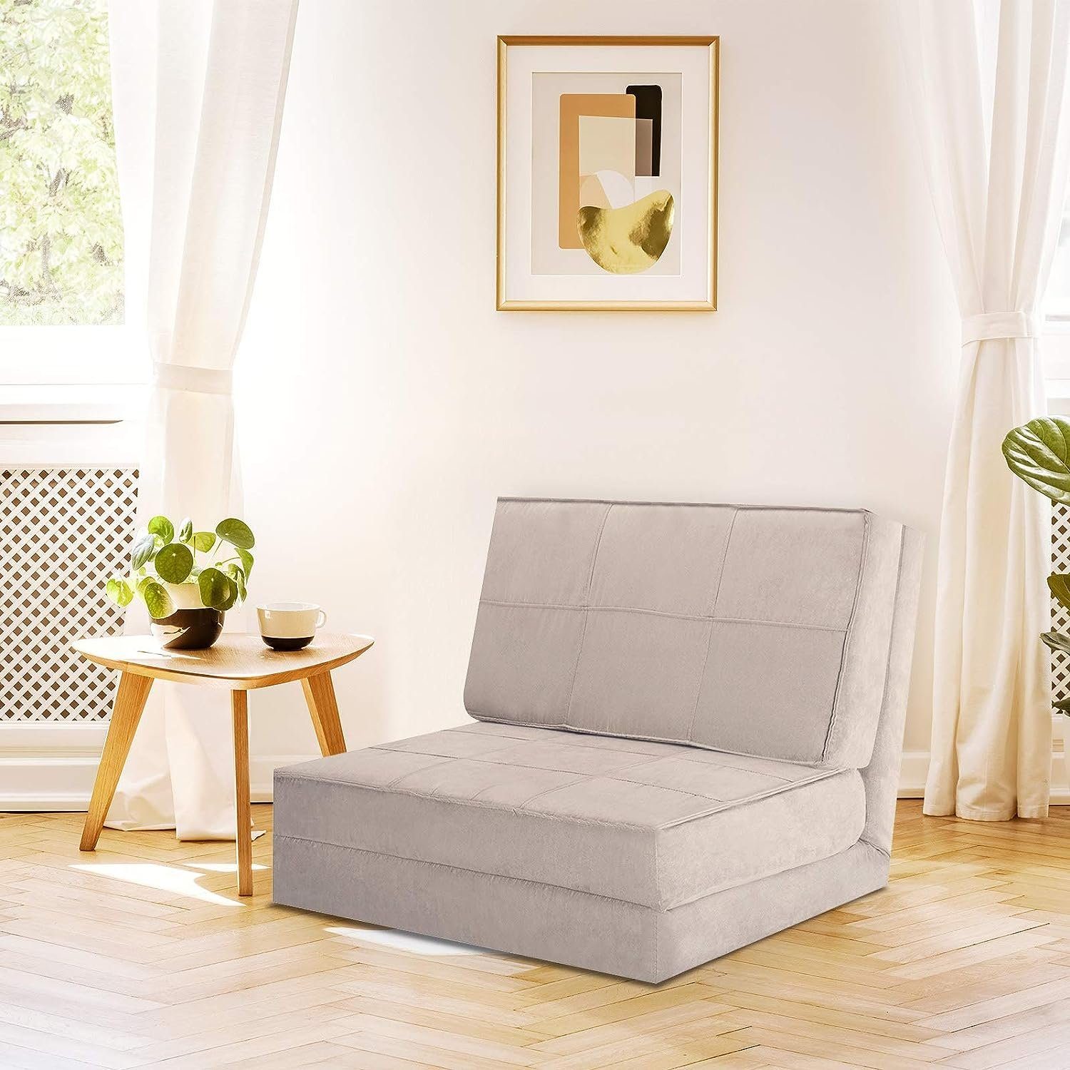 KOMFOTTEU Sofa Bodensofa Klappsofa, mit 5 Winkelstufen, mit Schlaffunktion