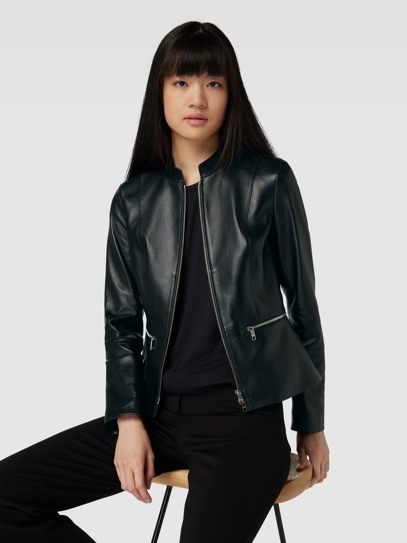 Lederjacke mit Reißverschlusstaschen Modell 'Salometa' in schwarz