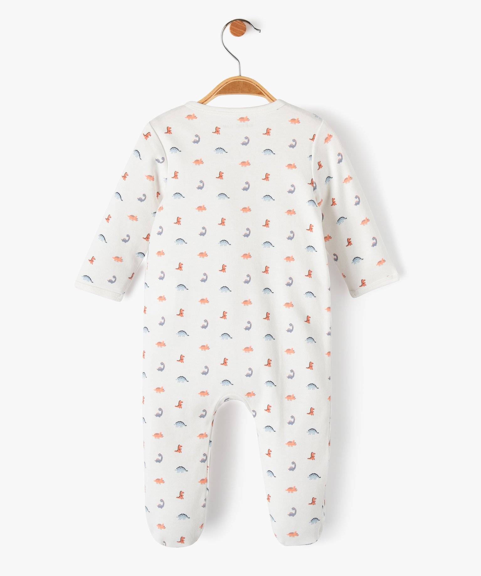Pyjama bébé en jersey ouverture devant motif dinosaures ecru | GEMO