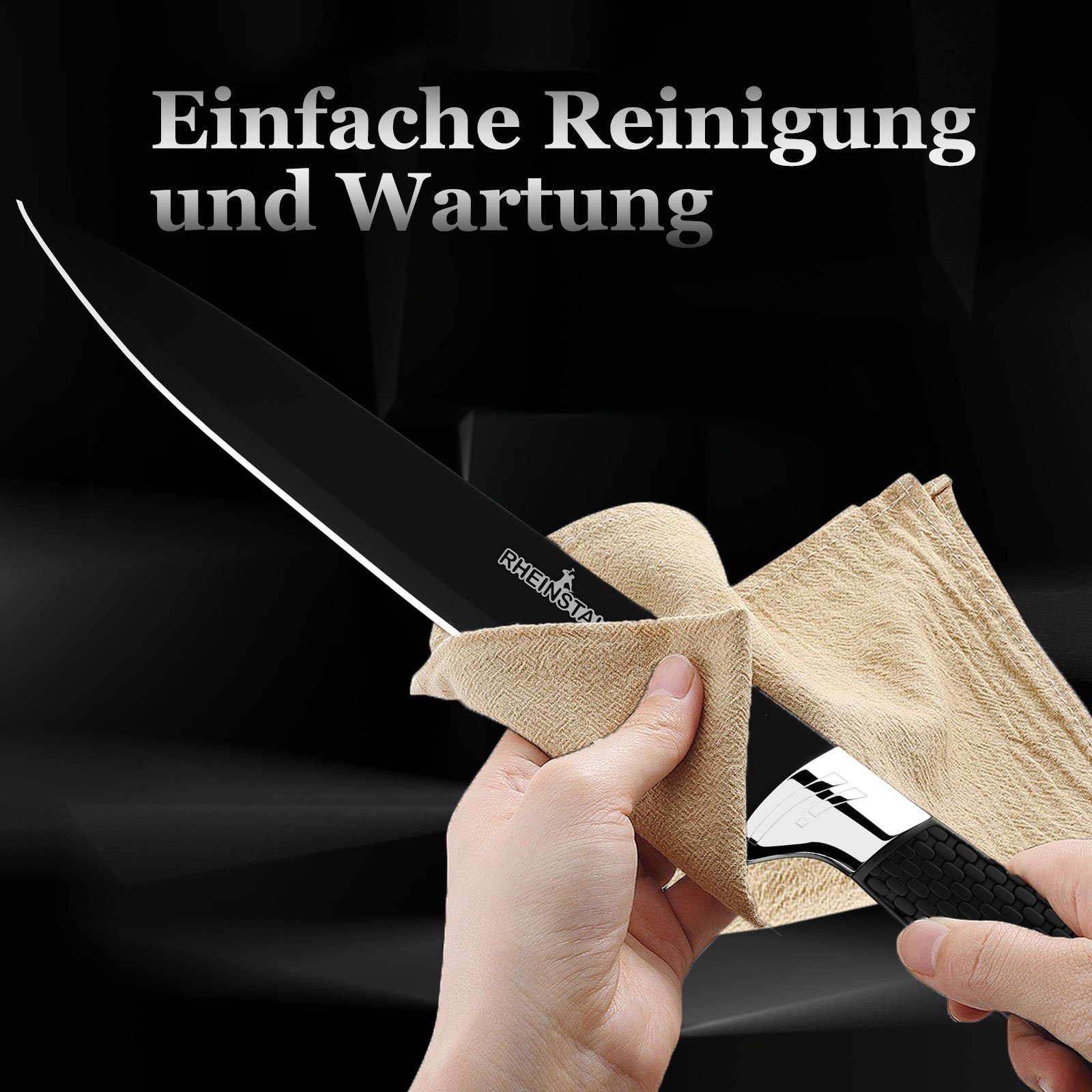 RHEINSTAHL Messer-Set 4 teilig Messerblock Messerset Küchenmesser Set Profi Kochmesser (4-tlg), hochwertiges SelbstschärfenMesser Küchenmesser Set
