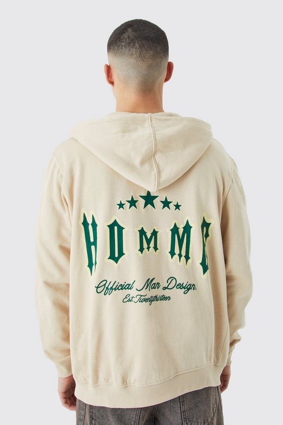 Hoodie mit Homme Stern-Print und Reißverschluss