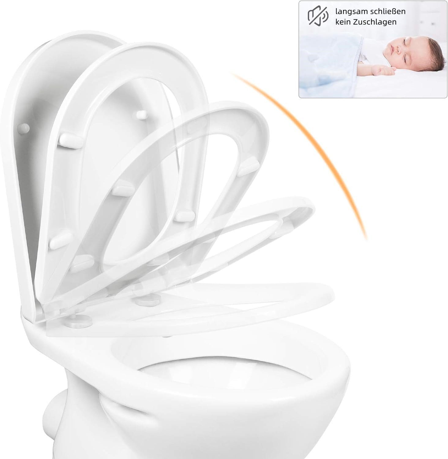 EUGAD WC-Sitz (1-St), Toilettendeckel mit Absenkautomatik D Form Weiß