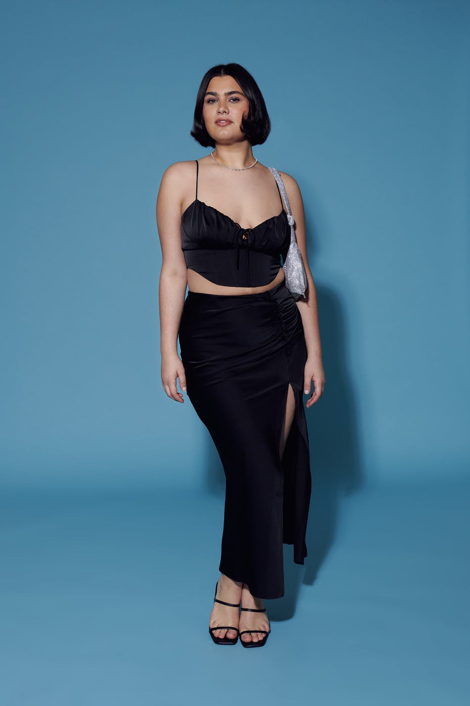 Maxi satin skirt