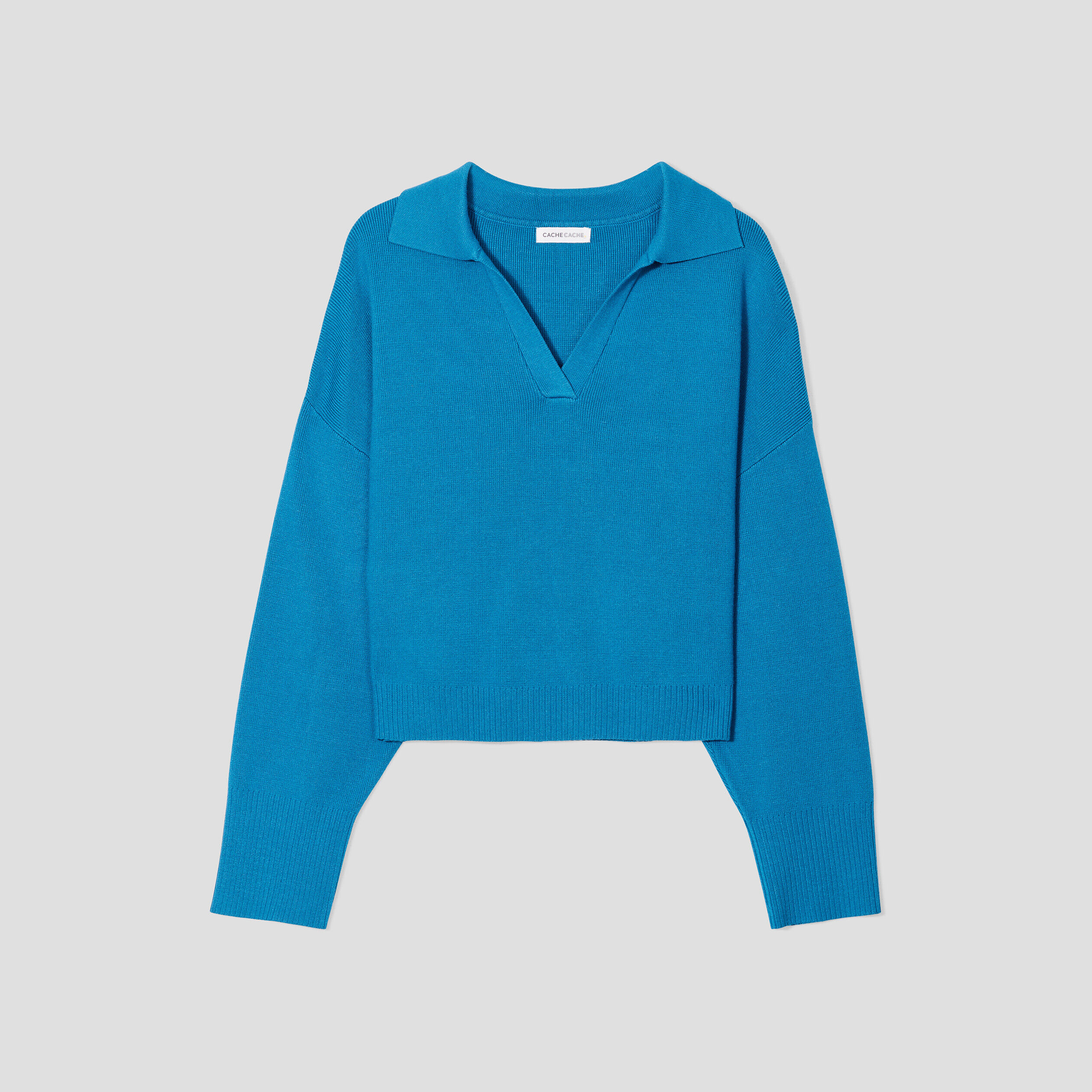 Pull col polo bleu femme | Cache Cache