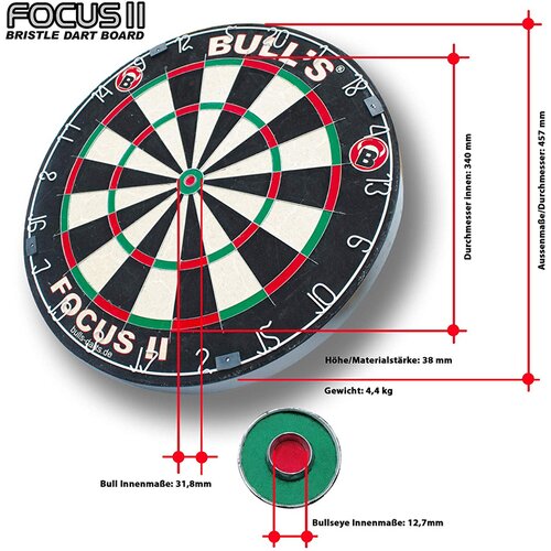 BULL'S DARTBOARD FOCUS II BRISTLE DART BOARD