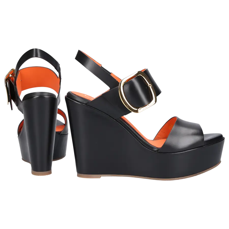Santoni - Plateausandalen 70344 Kalbsleder - schwarz
