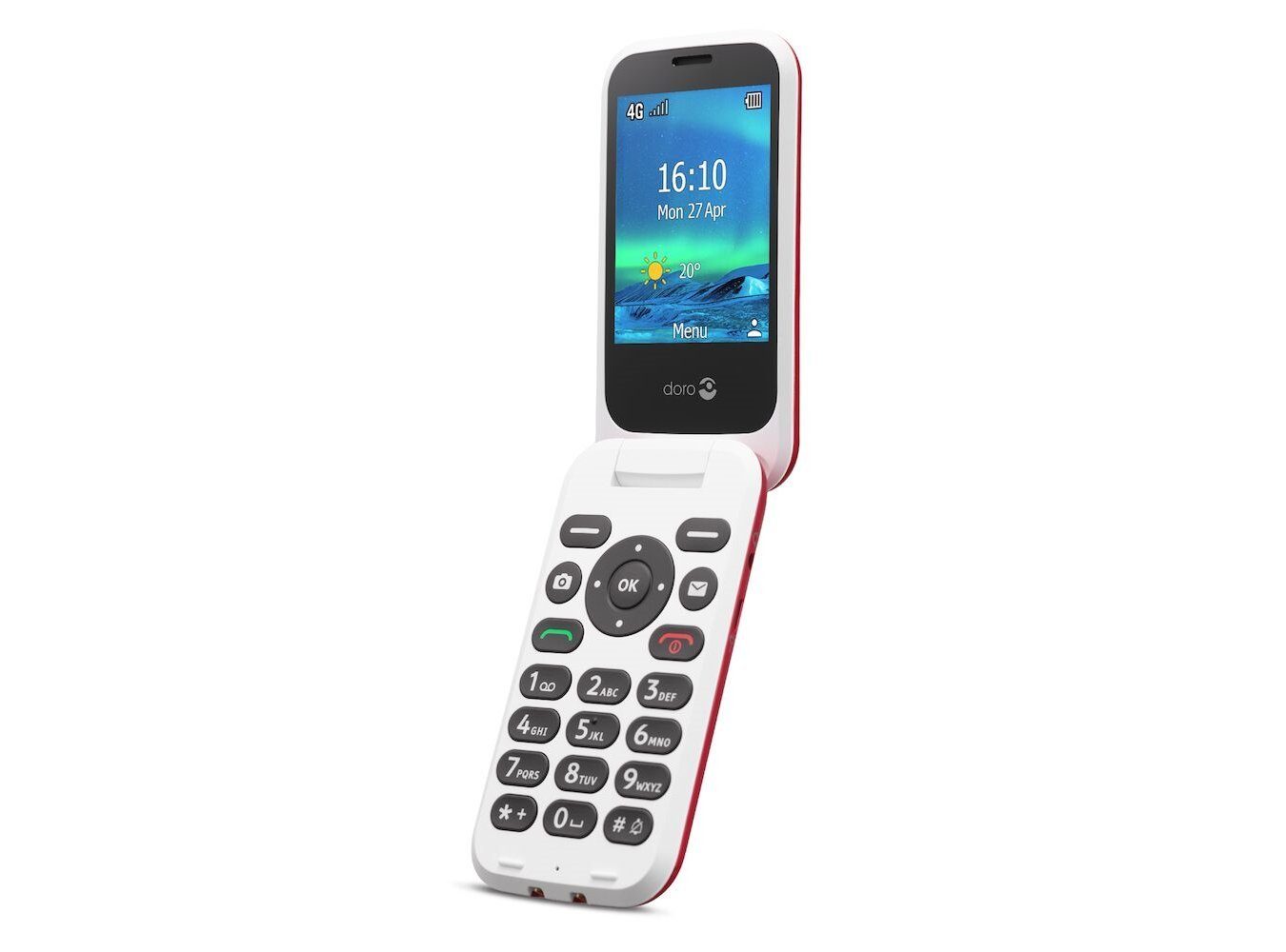Doro 6880 rot Seniorenhandy (7,11 cm/2.8 Zoll, 128 GB Speicherplatz, 2 MP Kamera, Notruftaste auf der Rückseite, hörgerätekompatibel)