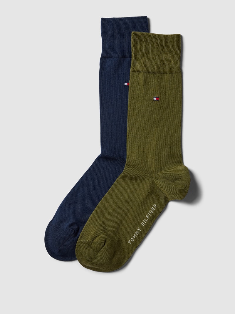 Socken mit Label-Details im 2er-Pack in olivgrün