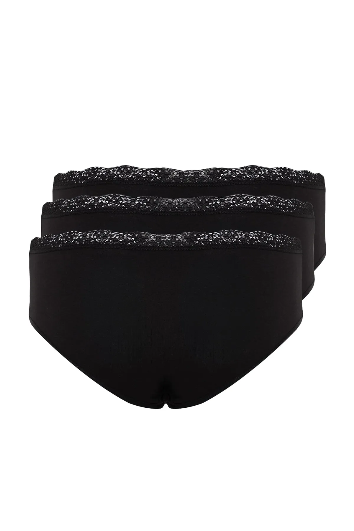 Trendyol Collection  3er-Pack schwarze Hipster-Strickhöschen aus Baumwolle mit Spitze und bequemer Passform THMAW24KU00009
