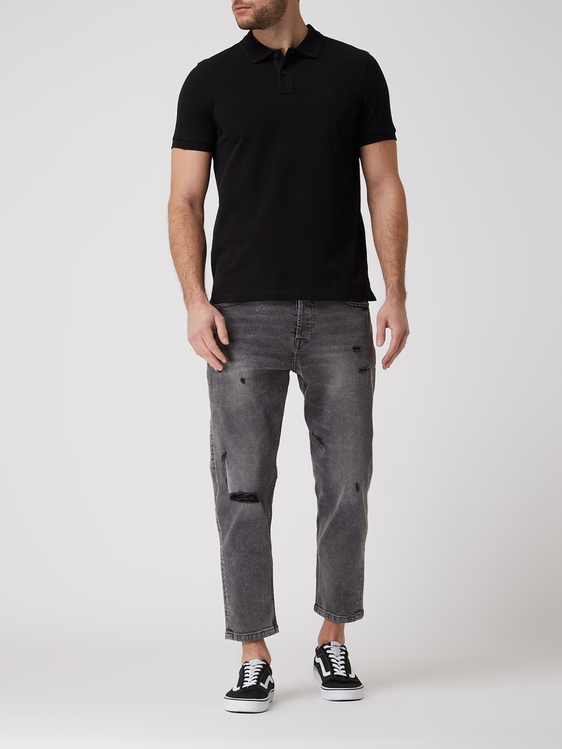 Poloshirt aus Baumwolle in schwarz