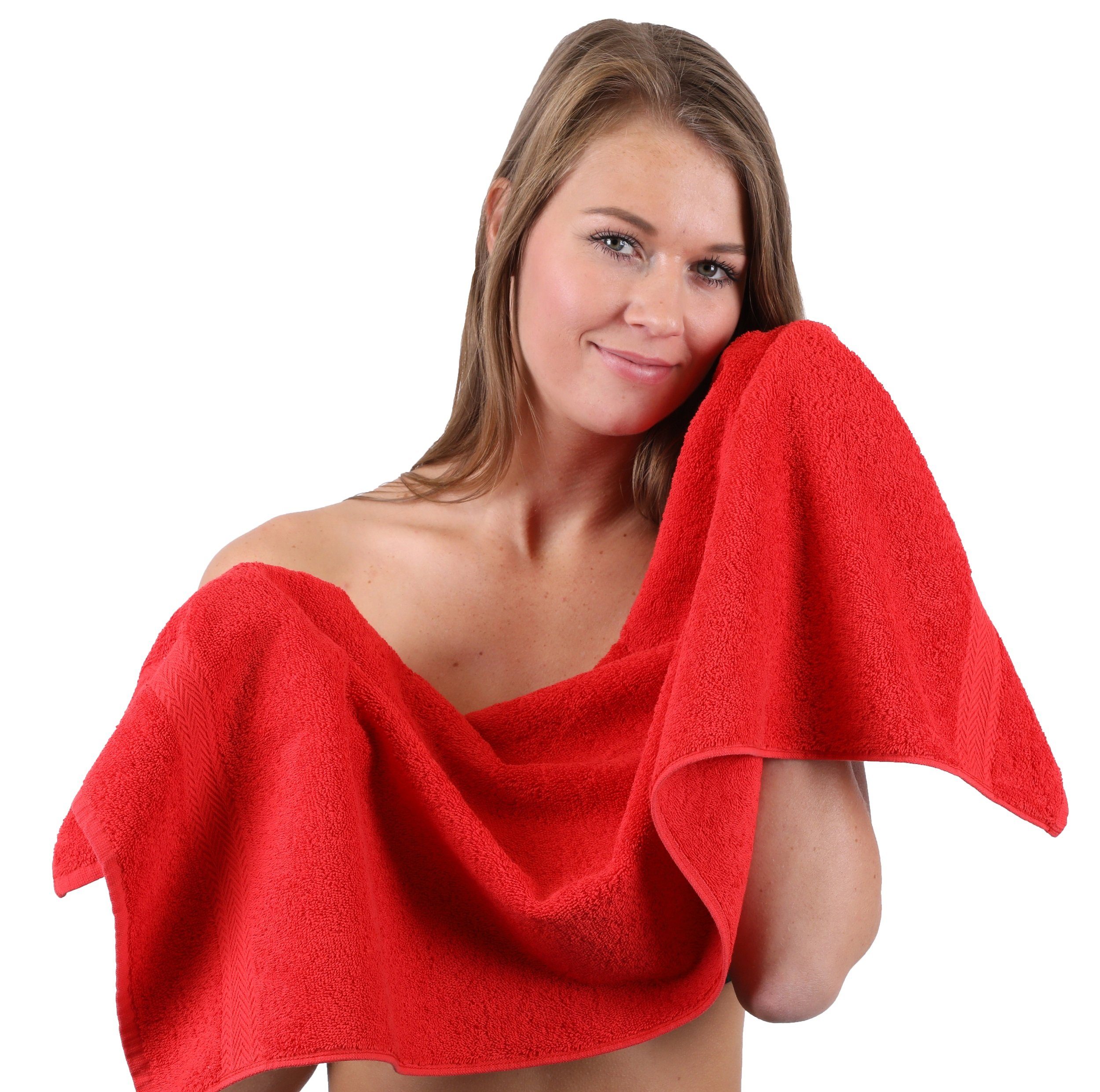 Betz Handtuch Set 10-TLG. Handtuch-Set Classic Farbe rot und schwarz, 100% Baumwolle
