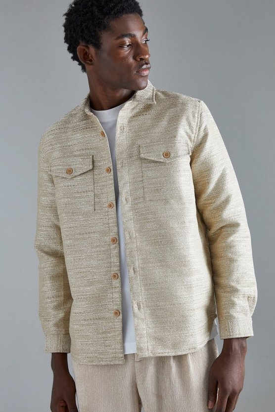 Bouclee-Overshirt mit Tasche