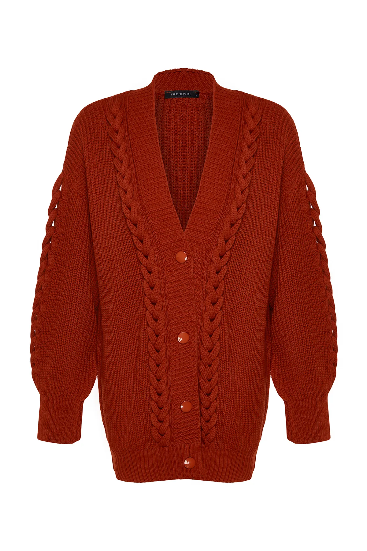 Trendyol Collection  Tile Wide Fit Strick-Cardigan mit V-Ausschnitt TWOAW24HI00256
