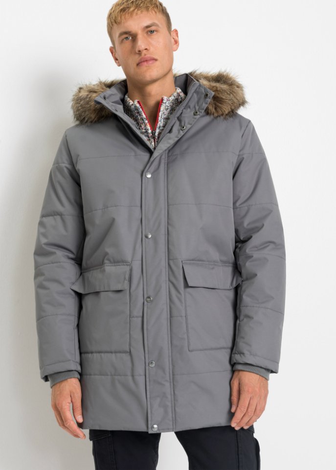Lange Winter-Steppjacke mit recyceltem Polyester