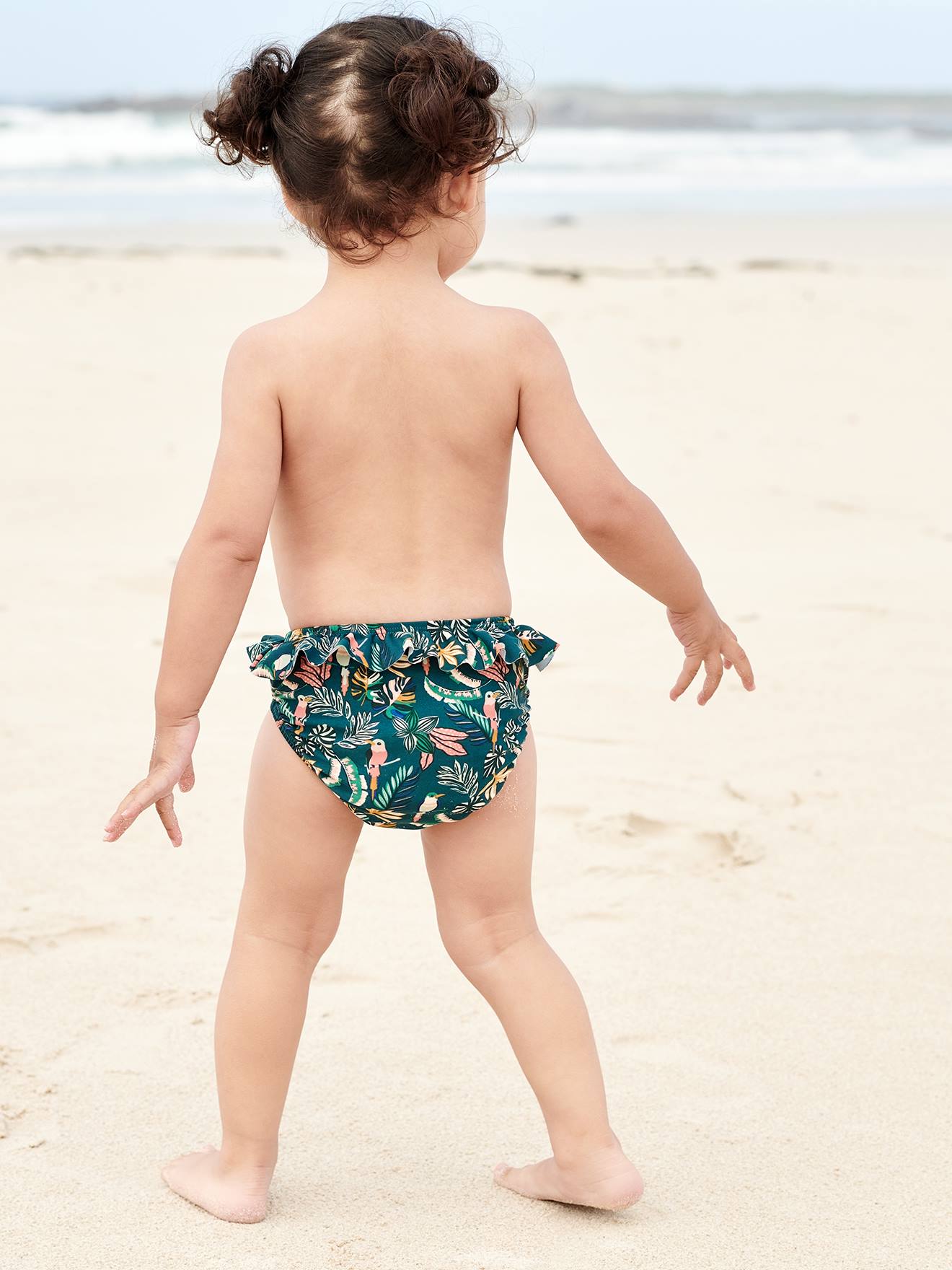 Vertbaudet Mädchen Baby Badehose, Capsule Collection JUNGLE Oeko-Tex - dunkelgrün bedruckt