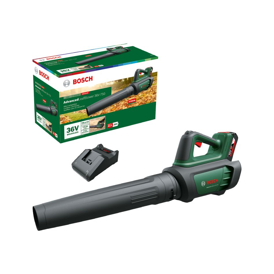 Bosch Green 06008C6000 AdvancedLeafBlower 36V-750 Ασύρματος φυσητήρας φύλλων 1x 2.0 Ah και φορτιστής σε κουτί