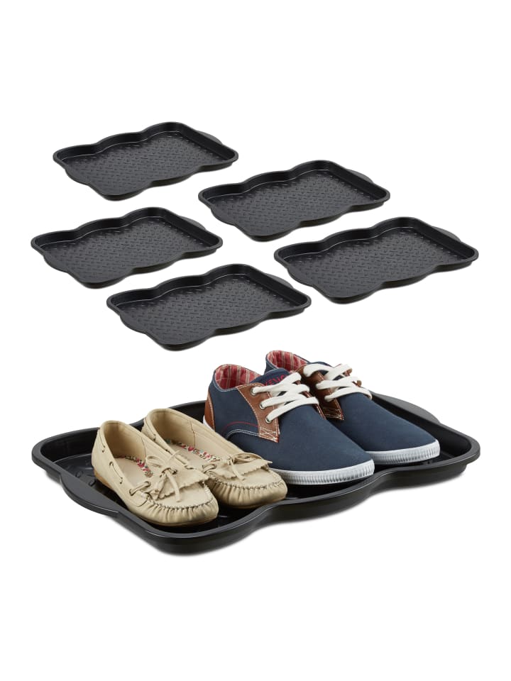 relaxdays 6x Schuhabtropfschale in Schwarz - (B)50 x (H)3 x (T)38 cm günstig kaufen onesize