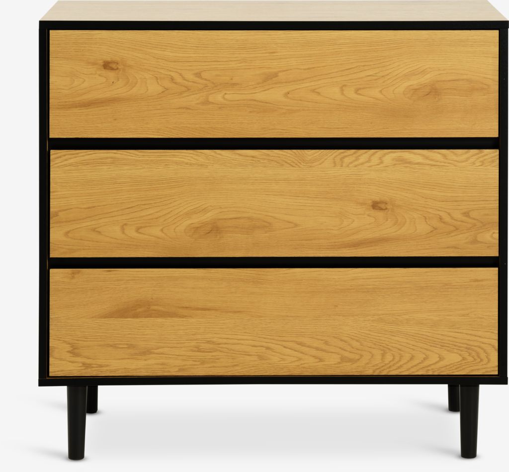 ODENSE Chest of Drawers 3 Drawers Oak/Black