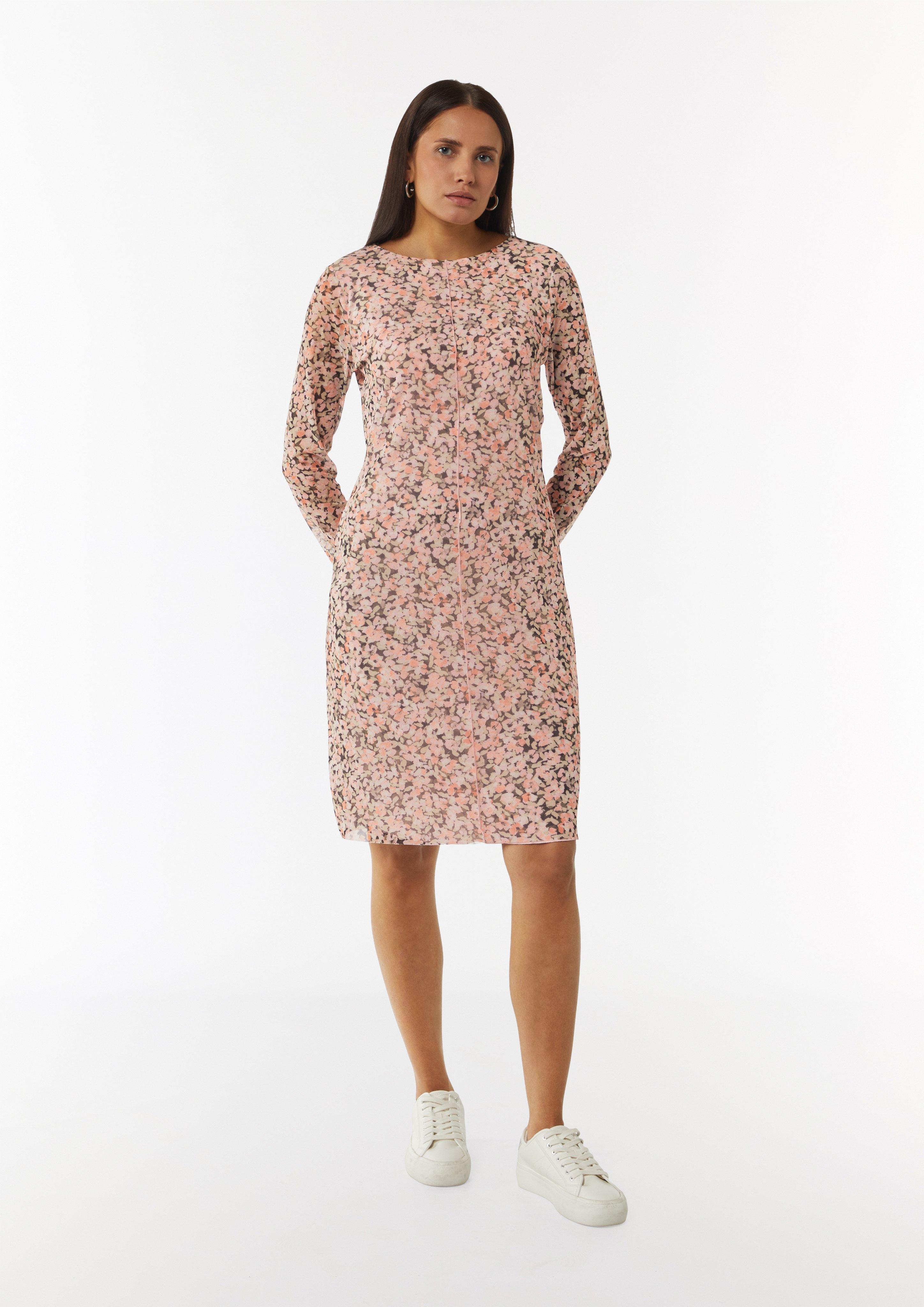 Midikleid aus Mesh mit floralem Print - rosa